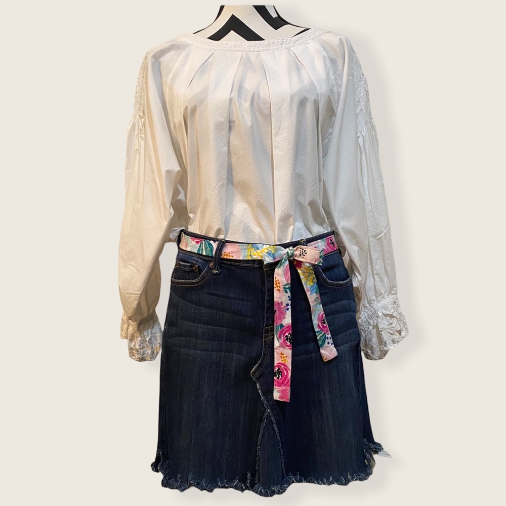 Lucky Brand Fringed Denim Mini Skirt